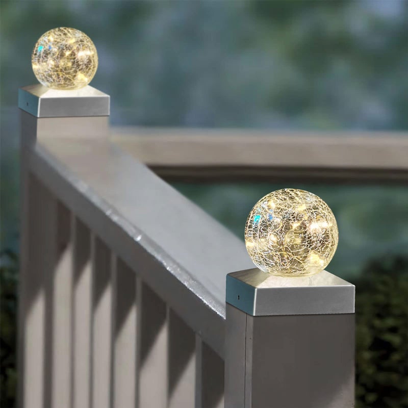SUNNYPARK 2PK Solar Post Cap Lights -Waterproof Outdoor Cap Lights for Deck, Fence, Patio, LED Garden Decorative Lights for Wooden or Vinyl Posts - Warm White - Image 1